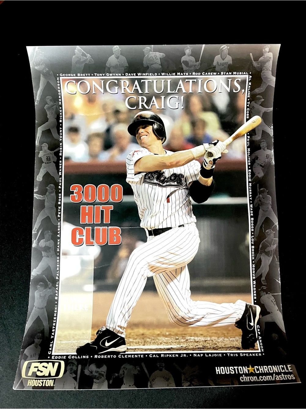 Houston Astros  Craig BIGGIO 3000 Hit Club Poster -  15x20 Killer B